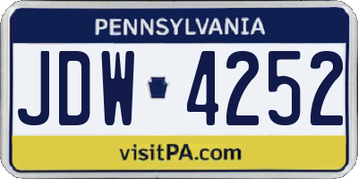 PA license plate JDW4252
