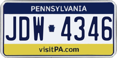 PA license plate JDW4346