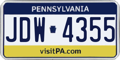 PA license plate JDW4355