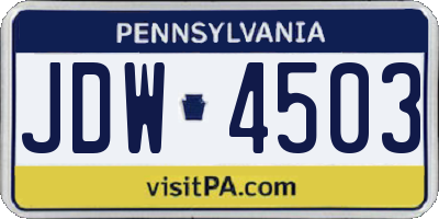 PA license plate JDW4503