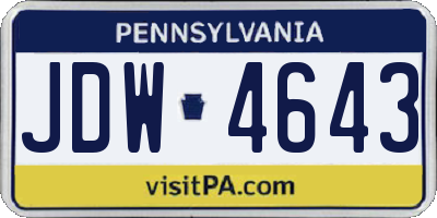 PA license plate JDW4643