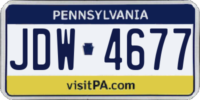 PA license plate JDW4677