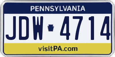 PA license plate JDW4714