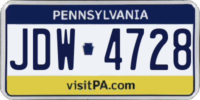 PA license plate JDW4728