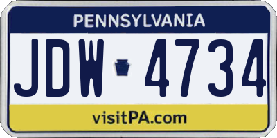 PA license plate JDW4734
