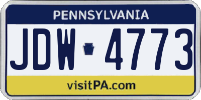 PA license plate JDW4773