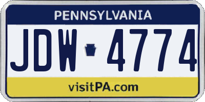 PA license plate JDW4774