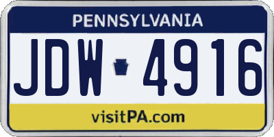 PA license plate JDW4916
