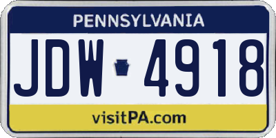 PA license plate JDW4918