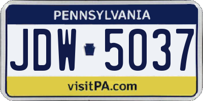 PA license plate JDW5037