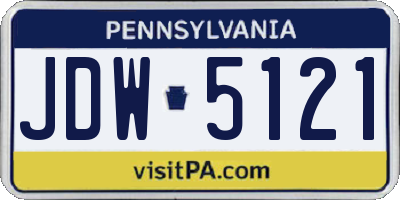PA license plate JDW5121