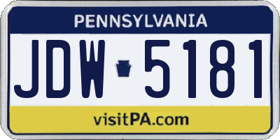 PA license plate JDW5181