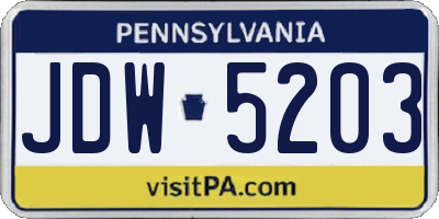 PA license plate JDW5203