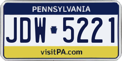 PA license plate JDW5221