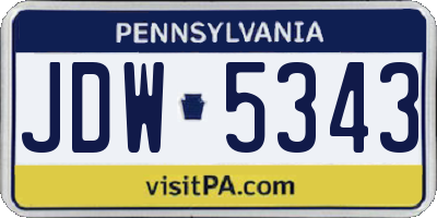 PA license plate JDW5343