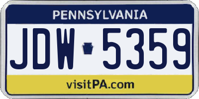 PA license plate JDW5359