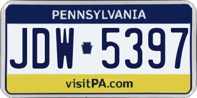 PA license plate JDW5397