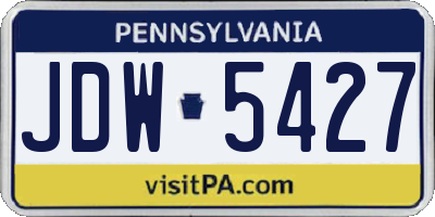 PA license plate JDW5427