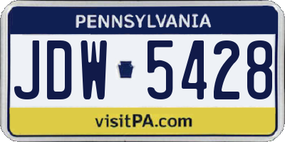 PA license plate JDW5428