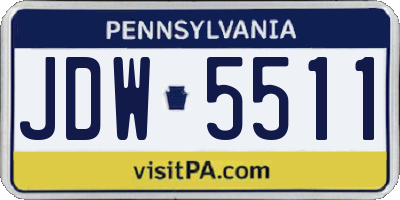 PA license plate JDW5511