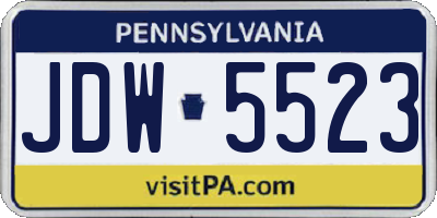 PA license plate JDW5523
