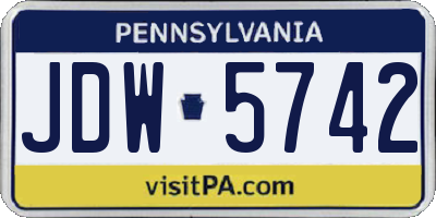 PA license plate JDW5742