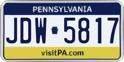 PA license plate JDW5817