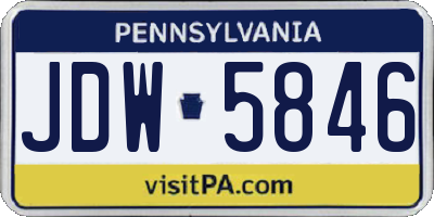 PA license plate JDW5846