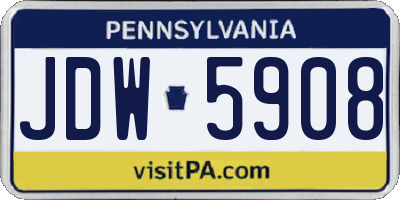 PA license plate JDW5908