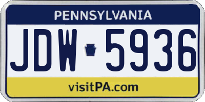 PA license plate JDW5936