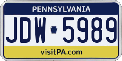 PA license plate JDW5989