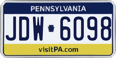 PA license plate JDW6098