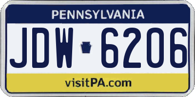 PA license plate JDW6206