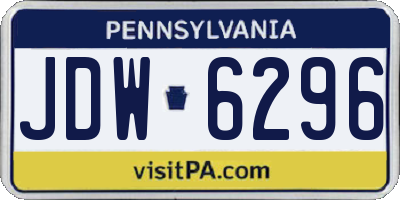 PA license plate JDW6296