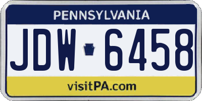 PA license plate JDW6458