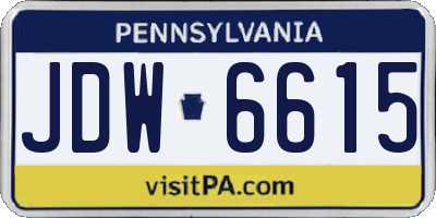 PA license plate JDW6615