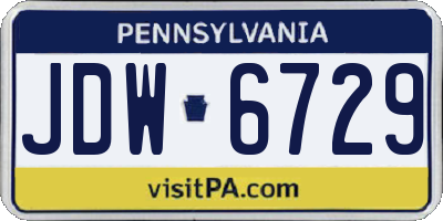 PA license plate JDW6729