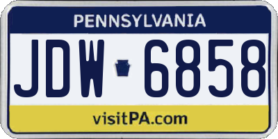 PA license plate JDW6858