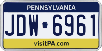 PA license plate JDW6961