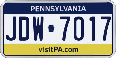 PA license plate JDW7017