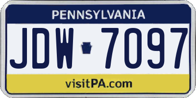 PA license plate JDW7097