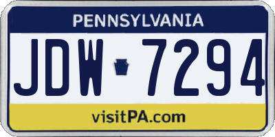 PA license plate JDW7294