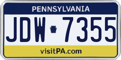 PA license plate JDW7355
