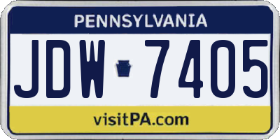 PA license plate JDW7405