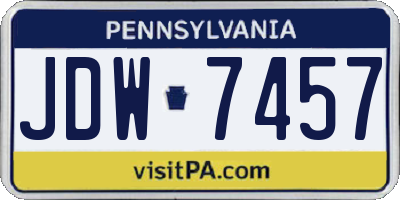 PA license plate JDW7457