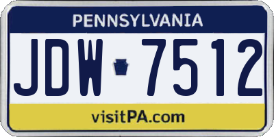 PA license plate JDW7512