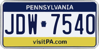 PA license plate JDW7540