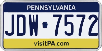 PA license plate JDW7572