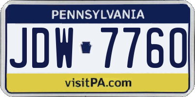 PA license plate JDW7760