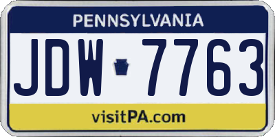 PA license plate JDW7763